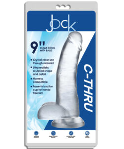 JOCK C-THRU 9" CLEAR TPE DILDO WITH BALLS