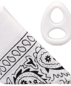 Alternative view of ROCK SOLID THE CODE SILICONE C-RING WITH BANDANA WHITE/BLACK